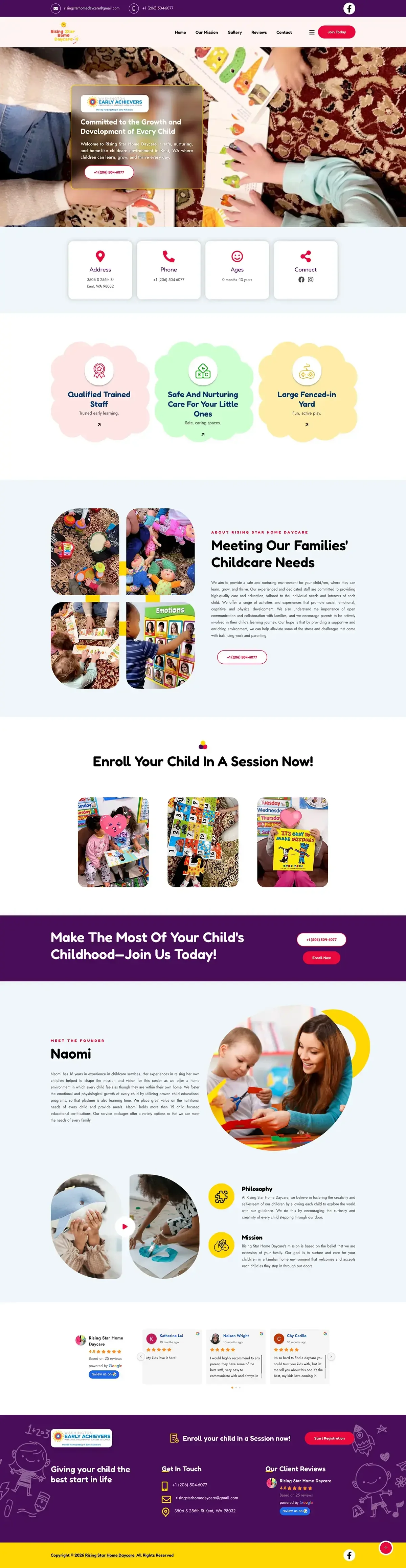 Daycare Website Design for a U.S. Business website screenshot