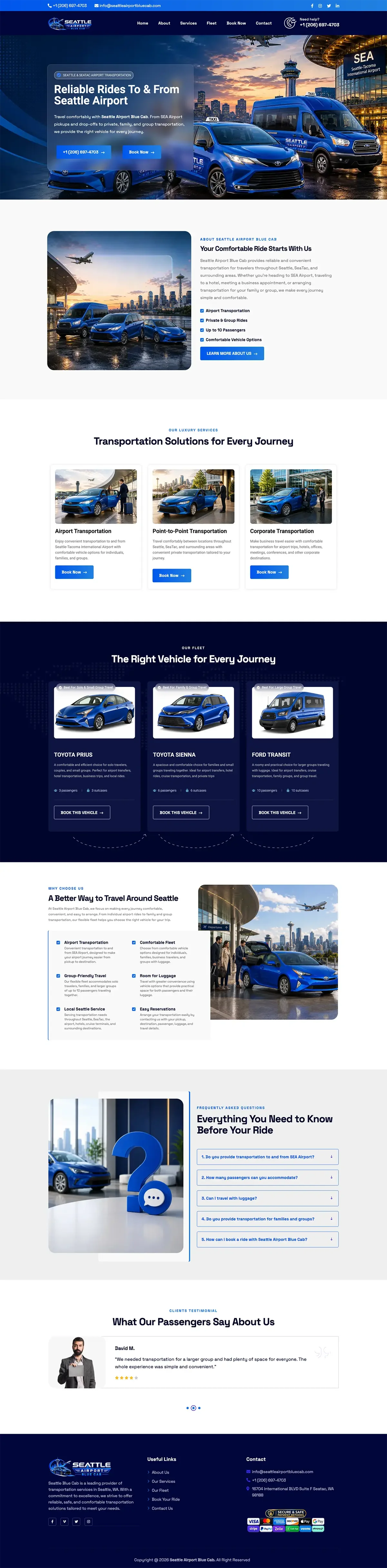 Airport Transportation Website Design for a U.S. Business website screenshot