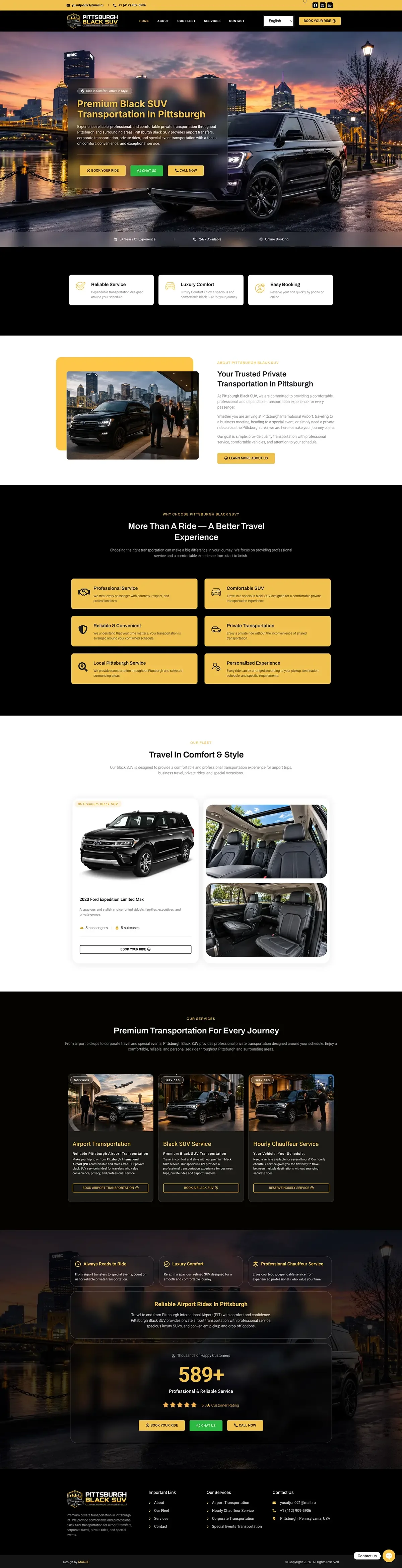Private Car Service Website Design for a U.S. Business website screenshot